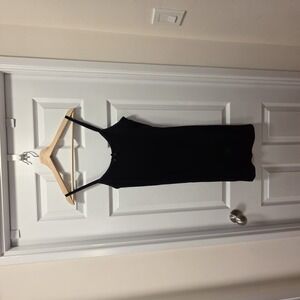 Harlow - Ribbed Black Cotton Minidress with Bow